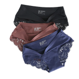 Lot de 3 Culottes en soie glacée invisibles avec dentelle