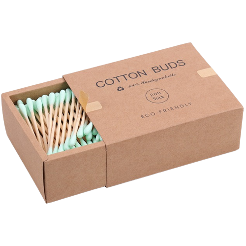 2x Boîtes de coton-tiges en Bambou