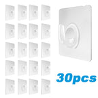 Lot de 30 Crochets Muraux Transparents Auto Adhésifs