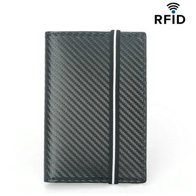 Porte-Passeport RFID en Cuir Véritable & Bande Élastique – Rangements Cartes, Billets, Stylo et Cartes SIM