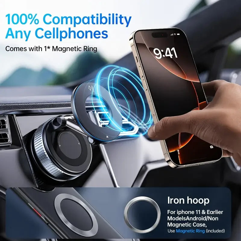 Fixation Téléphone Aimantée Pliable pour Voiture & Bureau - 360° Réglable