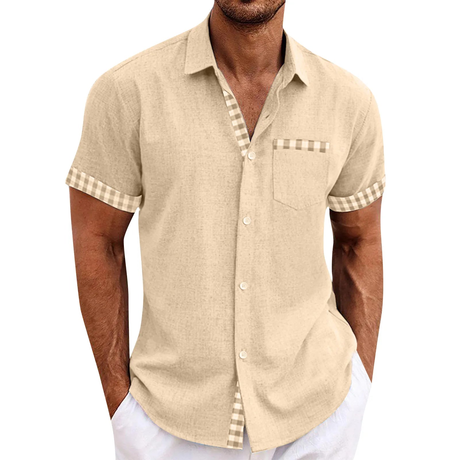 Chemise à Manches Courtes Détails Carreaux