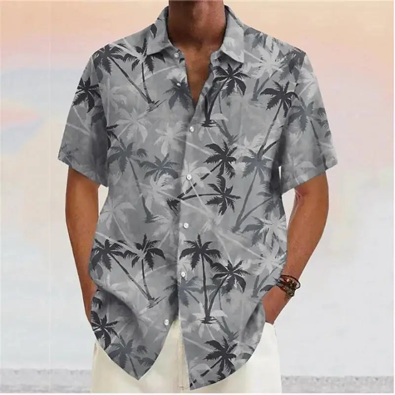 Chemise Hawaïenne à Motif Cocotiers et Col Revers – Homme
