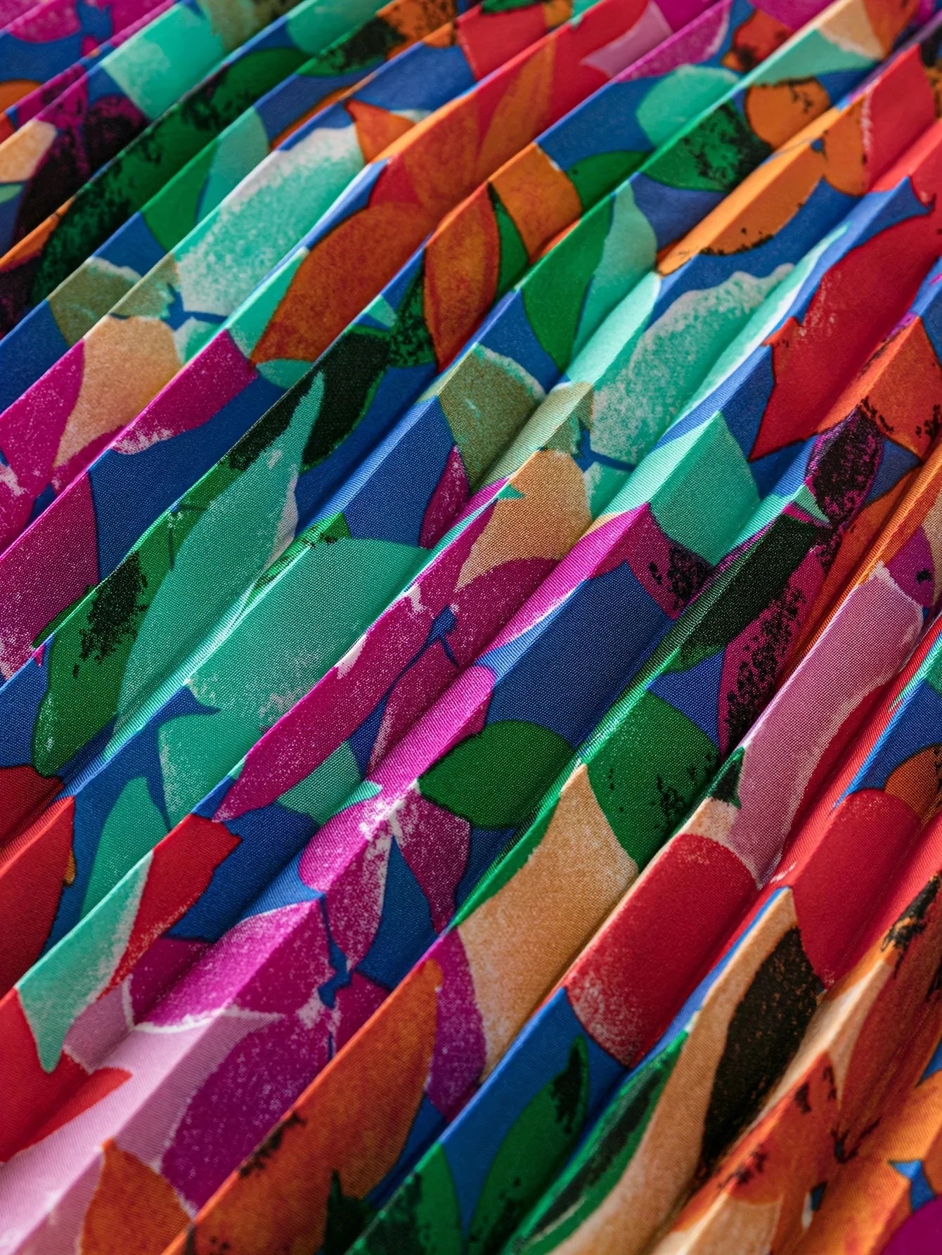 Jupe Longue Taille Haute Plissé à Motif Florale Printannier