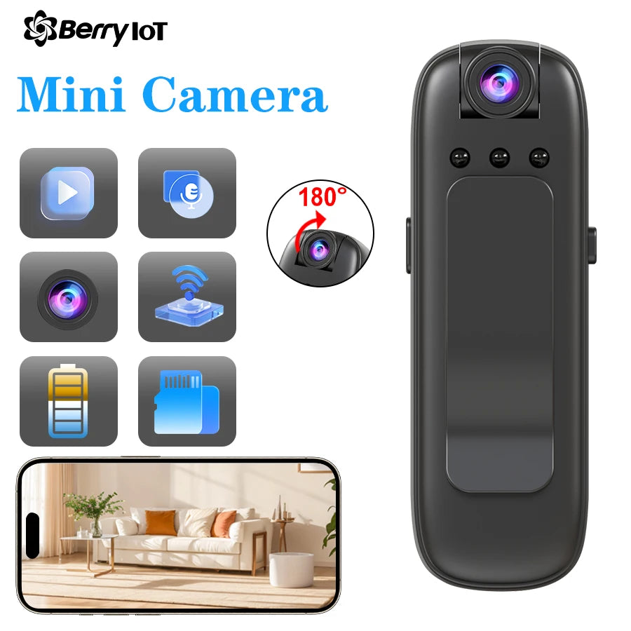 Mini Caméra IP 1080HD Rotative à 180° à Clip - Vision Nocturne