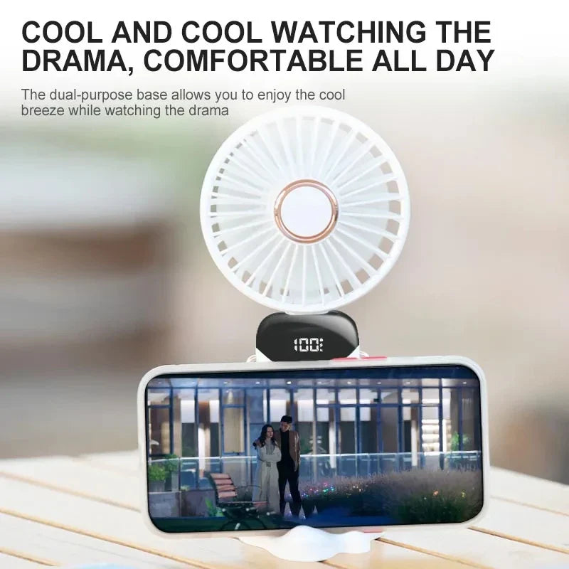 Mini ventilateur portable et pliable avec affichage de la batterie