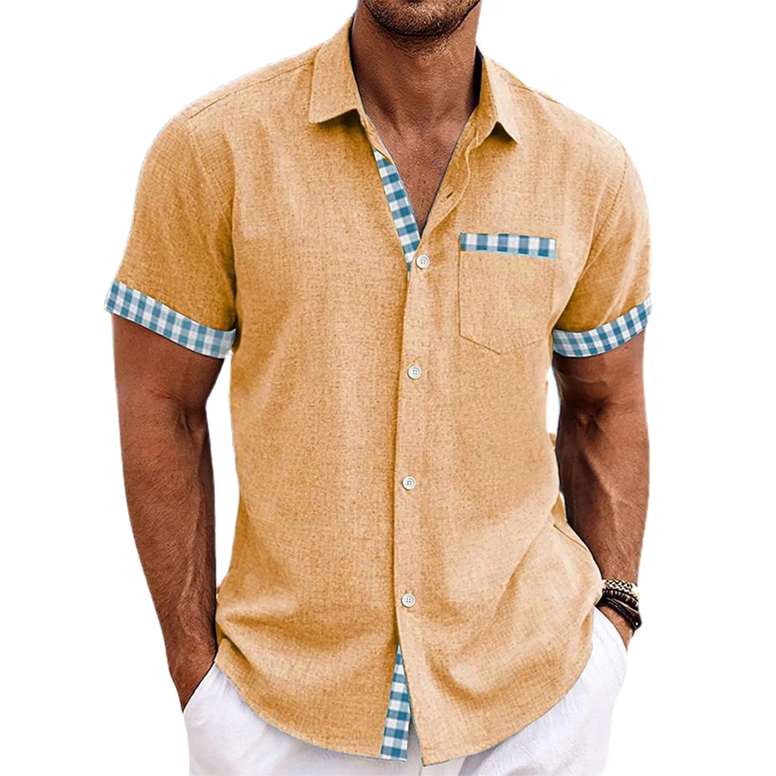 Chemise à Manches Courtes Détails Carreaux