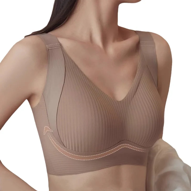 Soutien-Gorge Push-Up Sans Armatures – Brassière Confort à Bretelles Larges et Col V