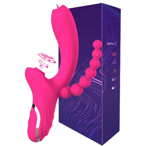 SENSUAL PEARLS - Vibromasseur 4 en 1 : vibration, lèche, succion et perles anales