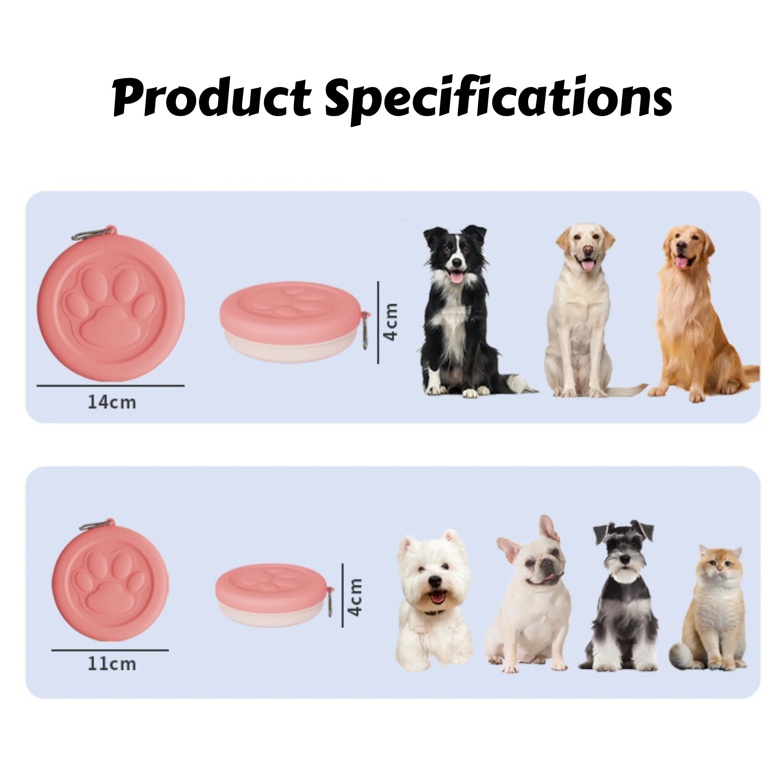 Gamelle Portable pour Chien – Bol de Voyage pour Croquettes et Friandises avec Mousqueton