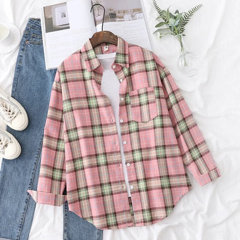 Chemise à carreaux pour femme