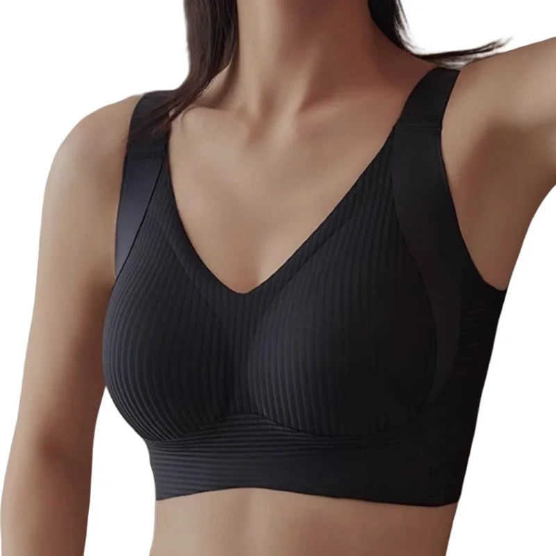 Soutien-Gorge Push-Up Sans Armatures – Brassière Confort à Bretelles Larges et Col V
