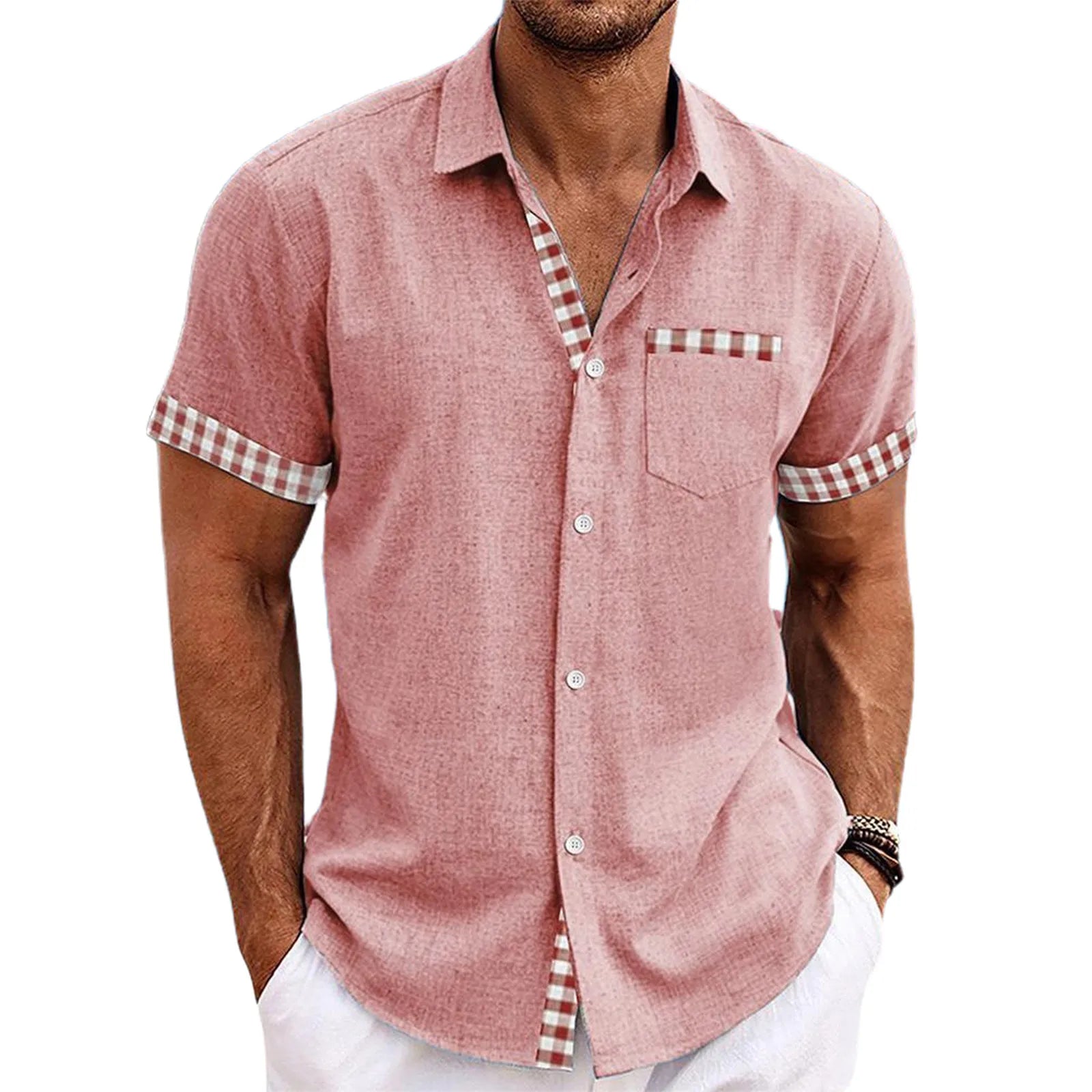 Chemise à Manches Courtes Détails Carreaux