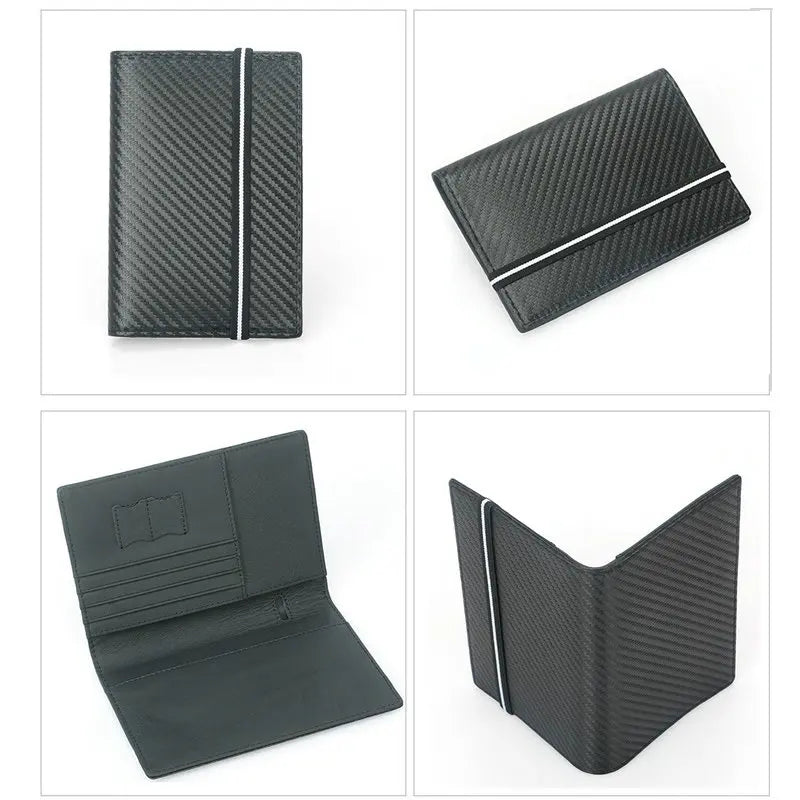 Porte-Passeport RFID en Cuir Véritable & Bande Élastique – Rangements Cartes, Billets, Stylo et Cartes SIM