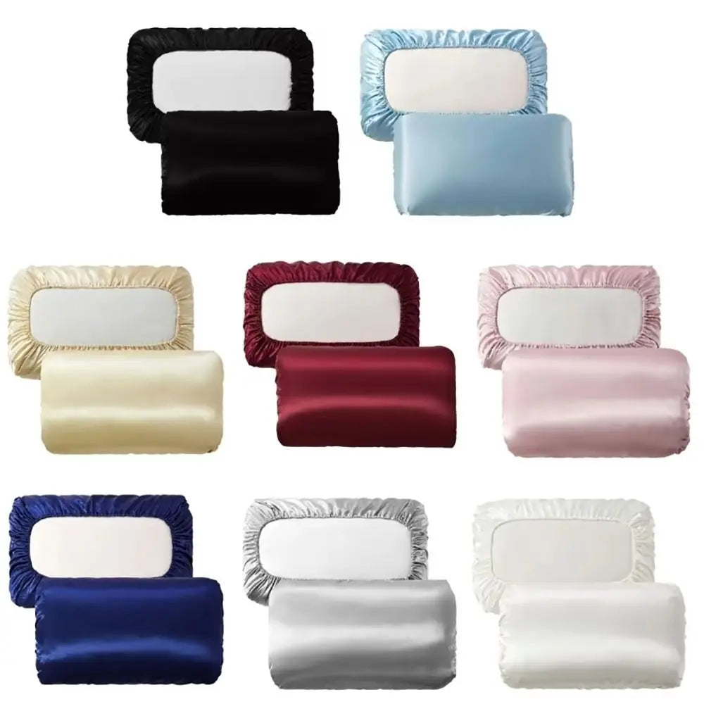 Taie d’Oreiller Satin Effet Soie Housse Élastique Extensible à Compatibilité Maximale – Pour des Cheveux Doux & Brillants