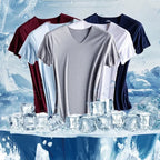 T-Shirt en Soie Glacée Respirant Sans Couture à Col V - Idéal pour l'été