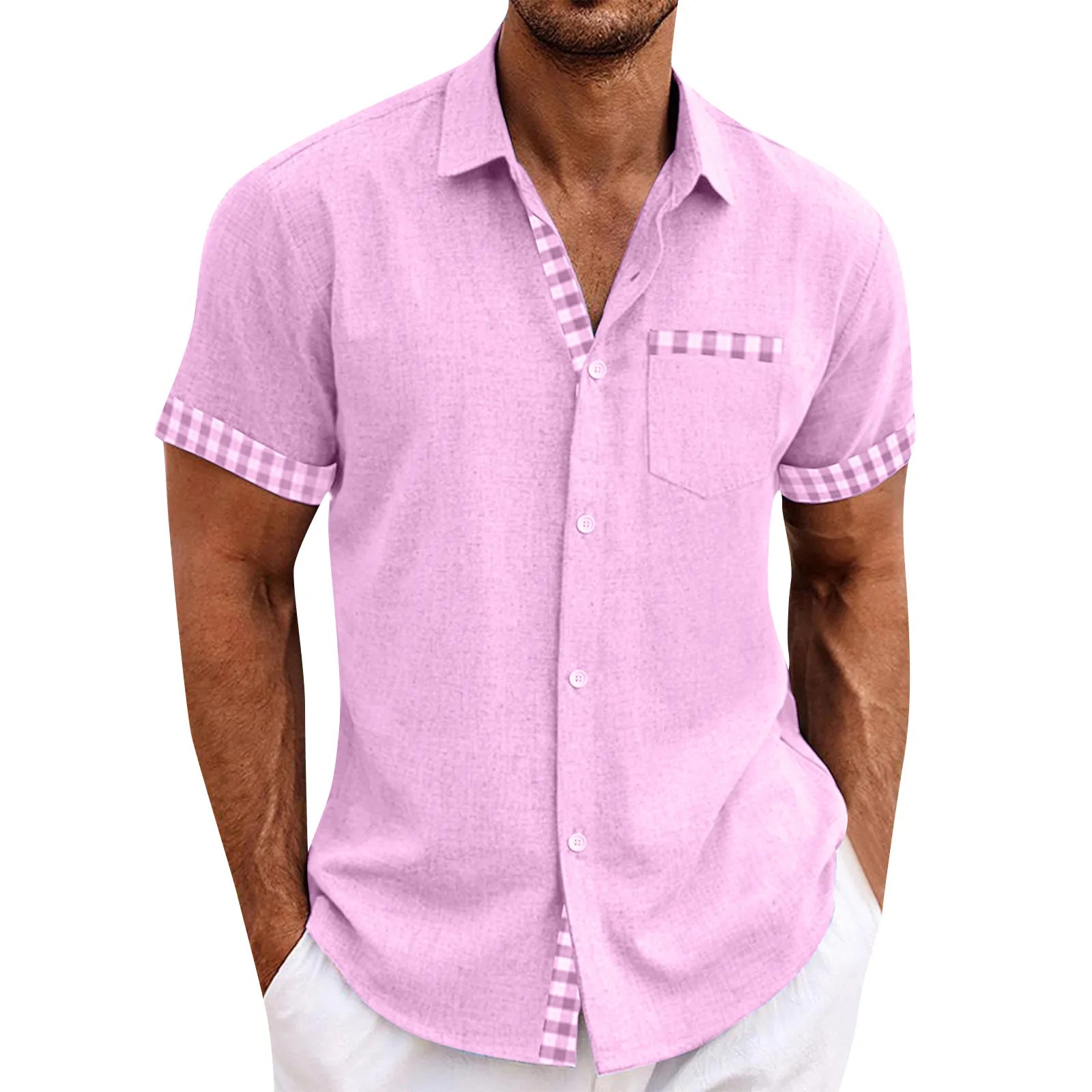 Chemise à Manches Courtes Détails Carreaux