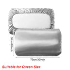Taie d’Oreiller Satin Effet Soie Housse Élastique Extensible à Compatibilité Maximale – Pour des Cheveux Doux & Brillants
