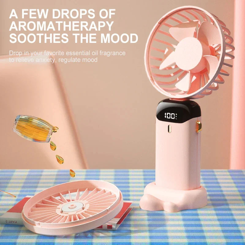 Mini ventilateur portable et pliable avec affichage de la batterie