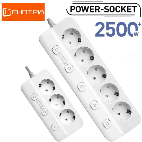 Multiprise 2500W Anti-Surchauffe à Interrupteurs - 3 ou 5 Prises