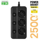 Multiprise 2500W Anti-Surchauffe à Interrupteurs - 3 ou 5 Prises