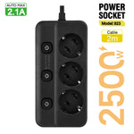 Multiprise 2500W Anti-Surchauffe à Interrupteurs - 3 ou 5 Prises