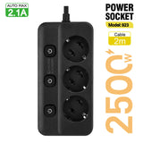 Multiprise 2500W Anti-Surchauffe à Interrupteurs - 3 ou 5 Prises