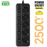 Multiprise 2500W Anti-Surchauffe à Interrupteurs - 3 ou 5 Prises