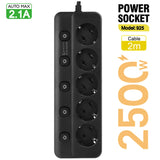 Multiprise 2500W Anti-Surchauffe à Interrupteurs - 3 ou 5 Prises