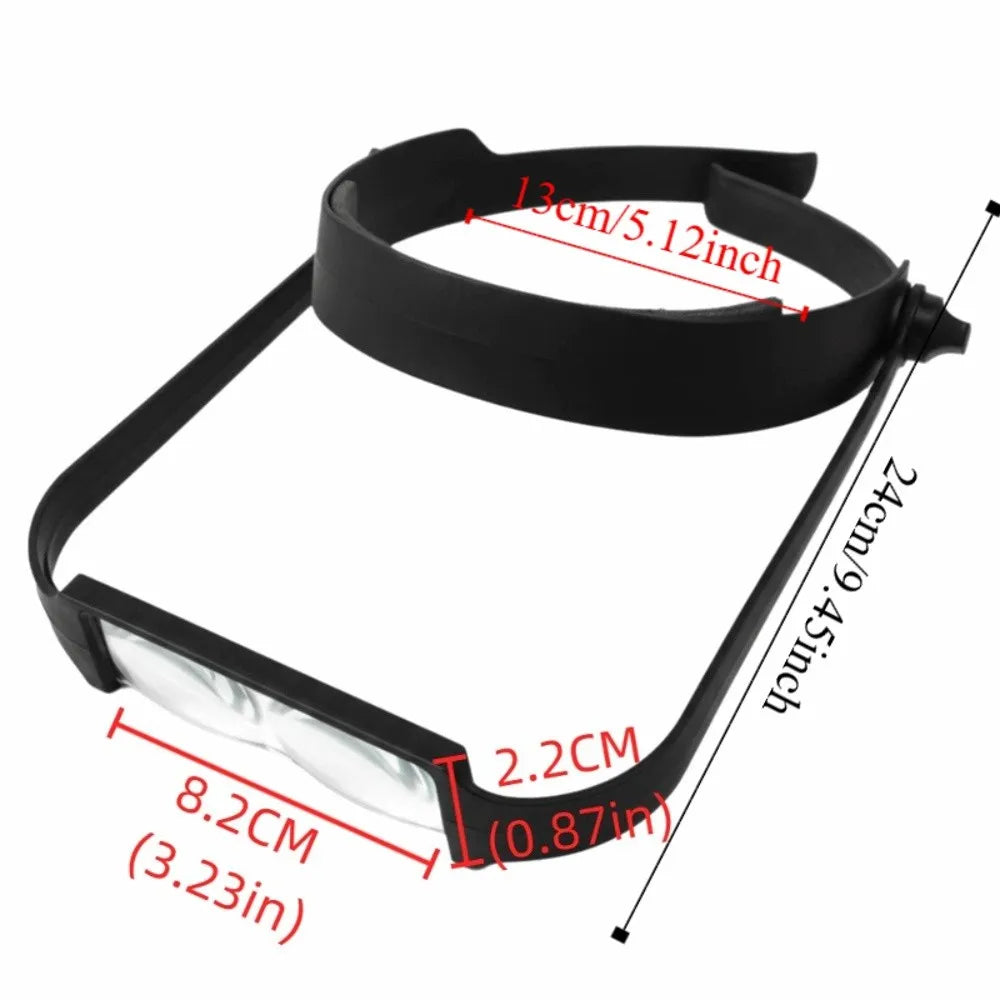 Loupe Frontale Mains Libres – 4 Lentilles Interchangeables 1,6X à 3,5X – Légère et Confortable