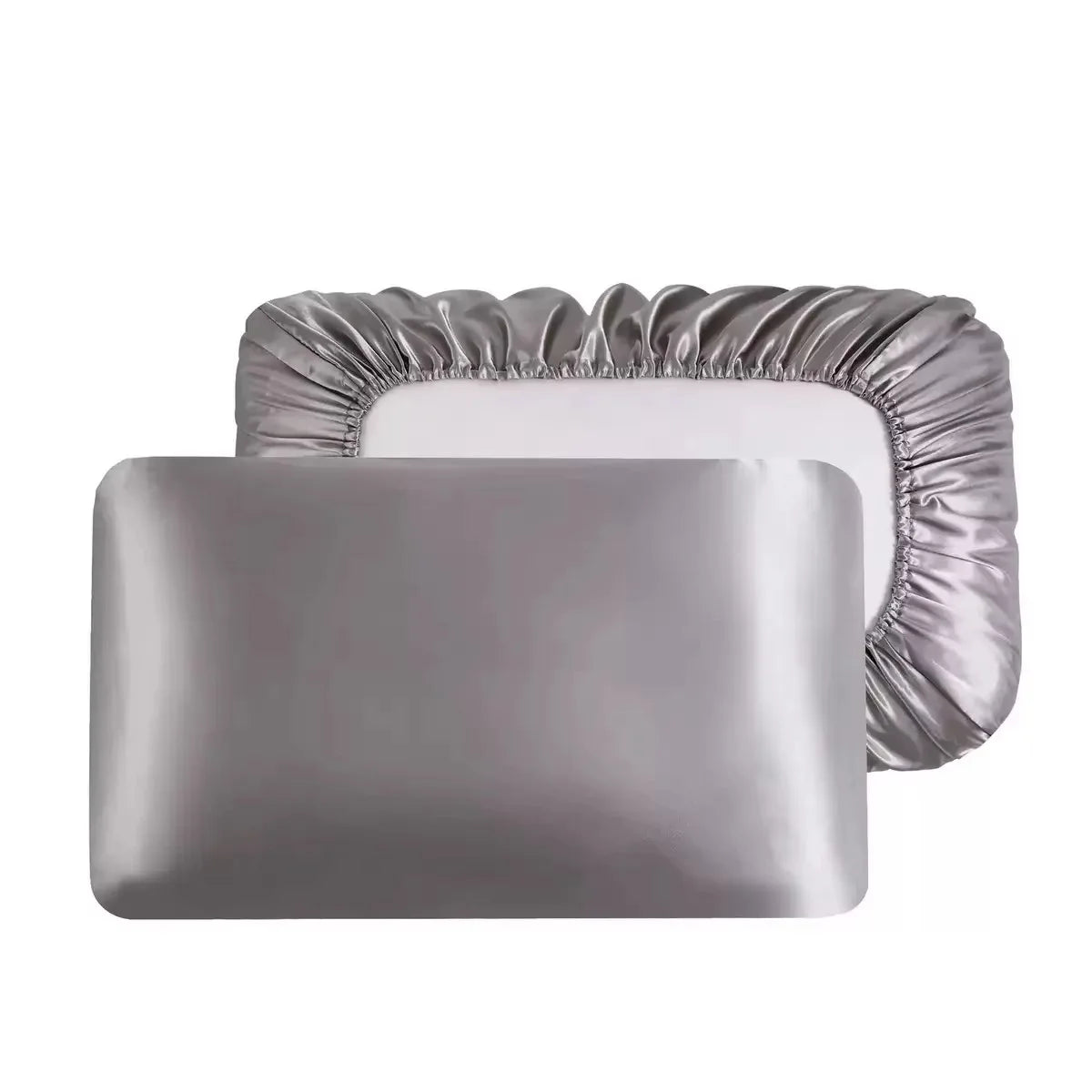 Taie d’Oreiller Satin Effet Soie Housse Élastique Extensible à Compatibilité Maximale – Pour des Cheveux Doux & Brillants