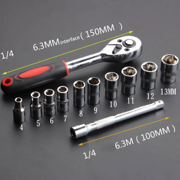 Coffret de 12 Clés à Douille – Kit de Réparation Multifonction pour Voiture, Moto & Vélo