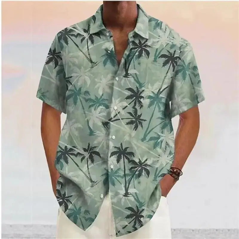 Chemise Hawaïenne à Motif Cocotiers et Col Revers – Homme