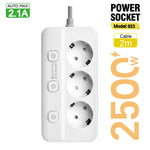 Multiprise 2500W Anti-Surchauffe à Interrupteurs - 3 ou 5 Prises