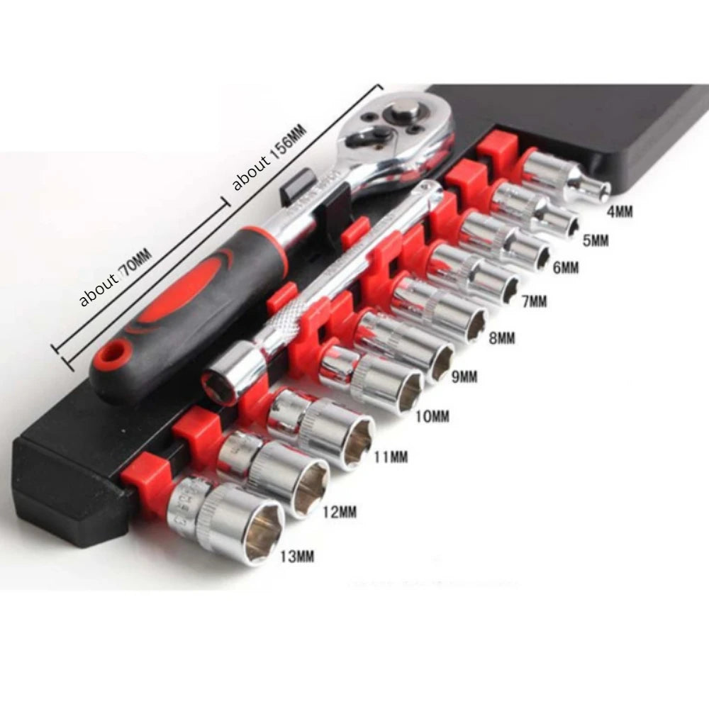Coffret de 12 Clés à Douille – Kit de Réparation Multifonction pour Voiture, Moto & Vélo